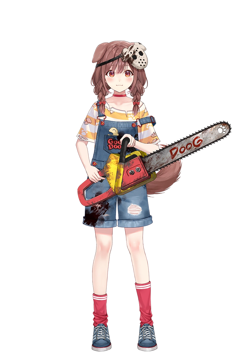 Overalls and chainsaw
