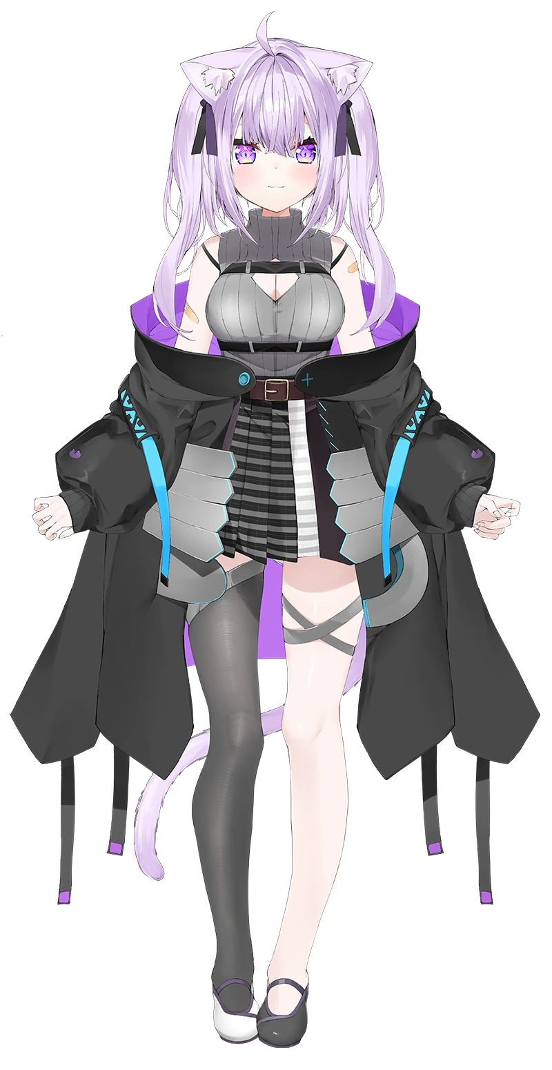 Black overcoat with light-blue accents
